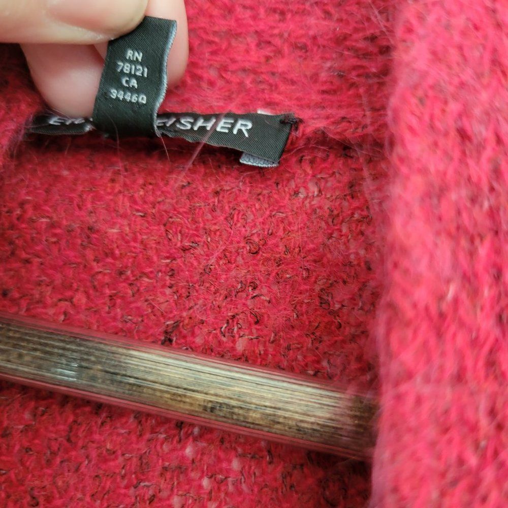 Eileen Fisher Raspberry Drape Front Cardigan Size… - image 3